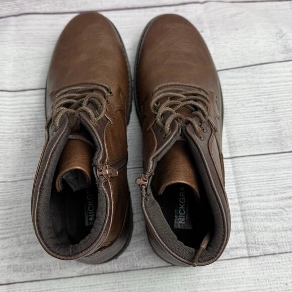 Nick Graham Barkely Brown Faux Leather Lace Up Round Toe Chukka Boots Size 8 - Picture 8 of 12